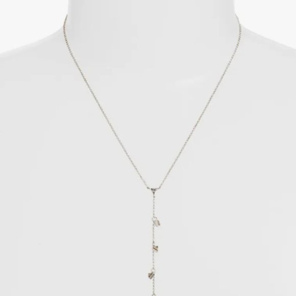 Rebecca minkoff silver floating triangle Y necklace - Picture 2 of 8